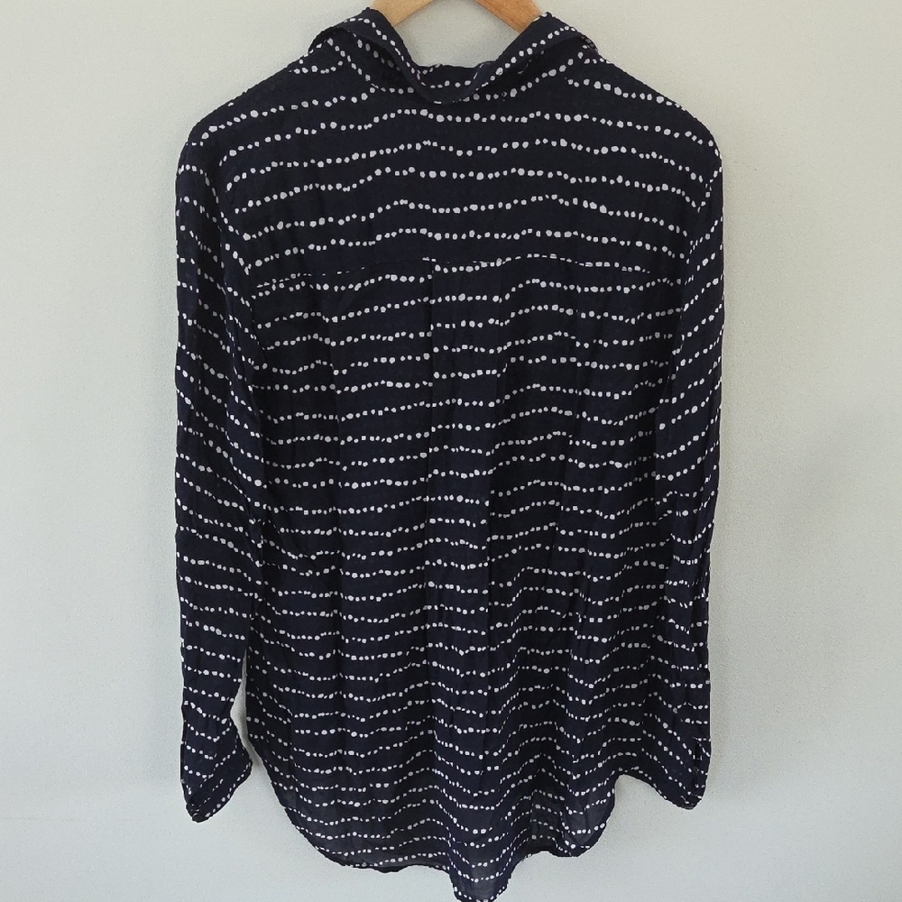 Bella Dahl Navy and White Wave Dot Button Down Shirt - Picture 9 of 9